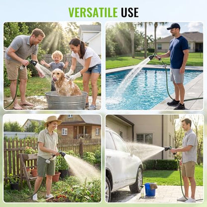 100ft Retractable Garden Hose Reel 1/2" with 10-Function Nozzle - color: Black & White