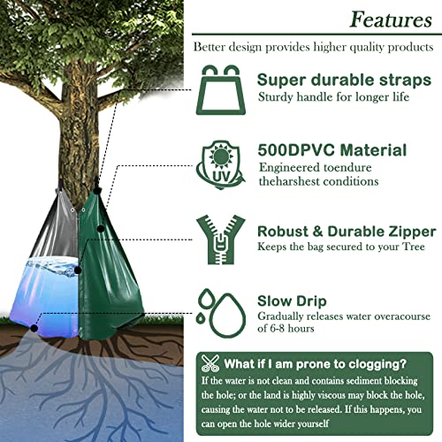 6 Pack 20 Gallon Tree Watering Bags, 6-8 Hours Slow Release PVC Irrigation