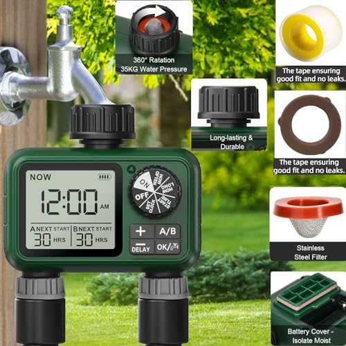 Water Timer for Outdoor Garden Hose, Sprinkler Timer for Garden - style: 2 Outlet