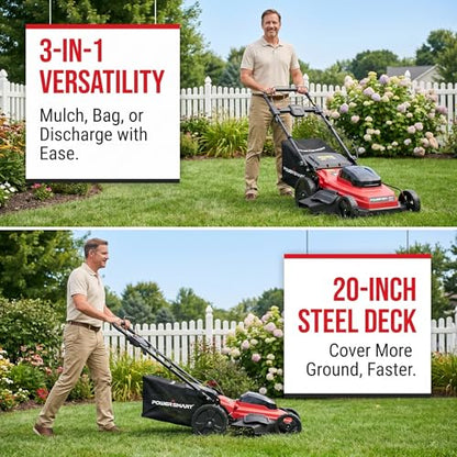 20" Self Propelled Lawn Mower,3-in-1 Walk-Behind Mower - color: Black and Red