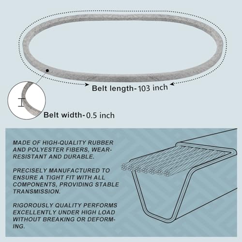 Holdly 954-04219 754-04219 Deck Belt 1/2x103'', Mower Belt for Cub Cadet 46 Inch LTX 1045 LTX 1046 Troy Bilt Horse XP Bronco Craftsman T1600 T140 754-04219 CMXGZAM501009 OCC-754-04219 - size: 754-04219