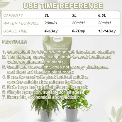 3 Pcs Plant Self Watering Device,6.5L Automatic Vacation Plant Waterer Bag