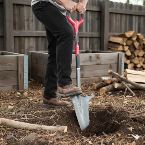 Root Slayer 22011 Garden Shovel, Serrated Blade, Red - color: Red, size: Large