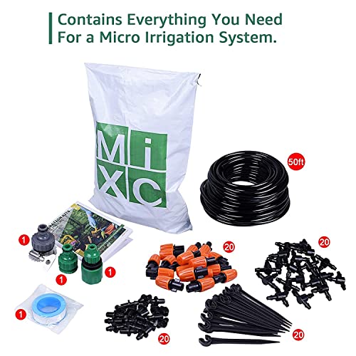 MIXC 50FT Drip Irrigation System, Misting System with 20 Adjustable Nozzles - size: 50FT