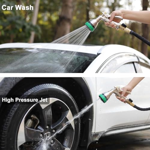 FANHAO Upgraded 100% Metal Garden Hose Nozzle Heavy Duty, 7 Spray Patterns - color: Green, size: Multi-Pattern