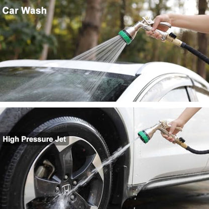 FANHAO Upgraded 100% Metal Garden Hose Nozzle Heavy Duty, 7 Spray Patterns - color: Green, size: Multi-Pattern