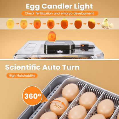 48 Incubators for Hatching Eggs, Egg Incubator with Automatic Egg Turning and Humidity Control, Temp Control, Egg Candler, Auto Water Refilling, Incubator for Chicken Eggs, Duck and Quail Eggs