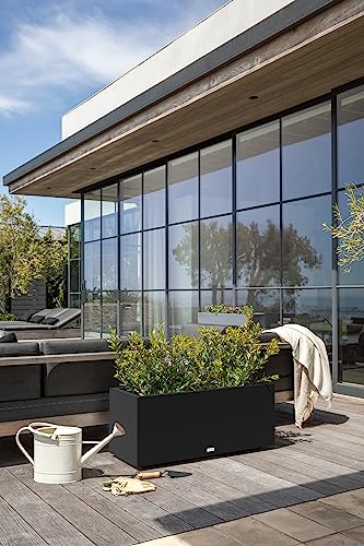 Veradek Block Series Long Box Planter - Rectangular Outdoor Planter - color: Black, size: Large