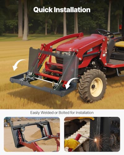 VEVOR 3/8 in Skid Steer Mount Plate Universal Quick Attach Mount Plate, Easy to Bolt, 2000 lbs Load Capacity, Heavy Duty Steel Loader Plates Compatible with Kubota Bobcat Skid Steers and Tractors - size: 3/8 Inch