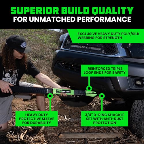 Rhino USA Recovery Combo Kit - 20ft Tow Strap & D-Ring Shackles - color: 20' Strap + Shackles