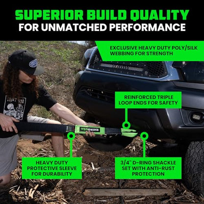 Rhino USA Recovery Combo Kit - 30ft Tow Strap & D-Ring Shackles - color: 30' Strap + Shackles