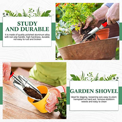 Honoson Garden Hand Trowel Transplant Trowel with Measurements Aluminum Alloy Planting Tools with Rubber Handle Small Gardening Hand Tools Shovels for Gardening Cultivating Transplanting Supplies - color: Red