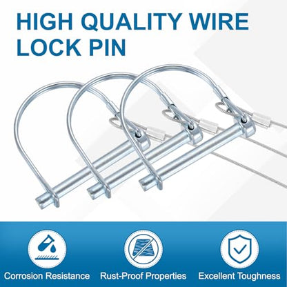 PATIKIL 2 Pcs Trailer Coupler Pins, 15/32" x 1-9/16" (12mm x 100mm) D Shape Shaft Locking Pin with Ear Extended Cord Quick Release Ring Round Arch Wire Retainer for Farm Trailers Hitches - size: 15/32" x 3-15/16"