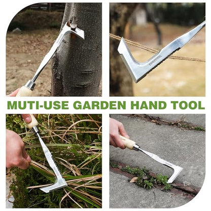 WORKPRO Crack Weeder, 12" Stainless Steel Crevice Weeding Tool with Ash Wooden Handle