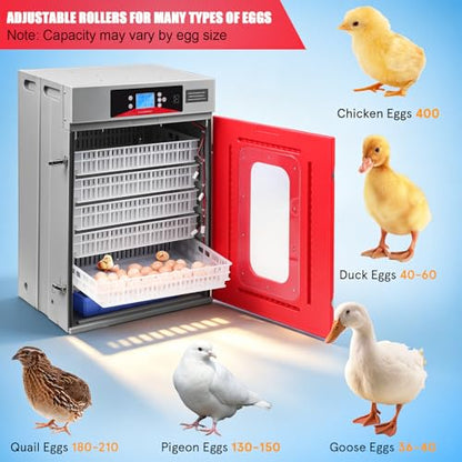400-Egg Commercial Cabinet Incubator, Digital Poultry Hatcher