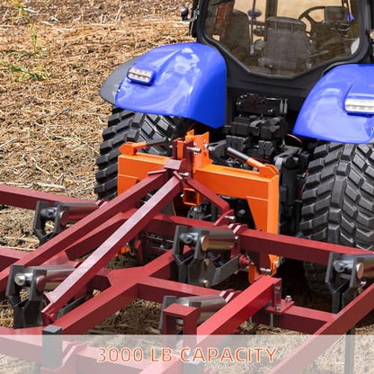 3 Point Cat 1 & 2 Quick Hitch, 3000 lbs 2" Receiver Adjustable for Kubota - color: Orange