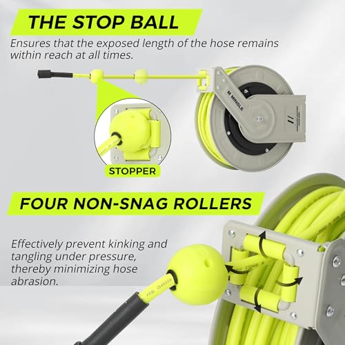 MINGLE Retractable Pressure Washer Hose Reel, 1/4" × 100ft - size: 100 FT