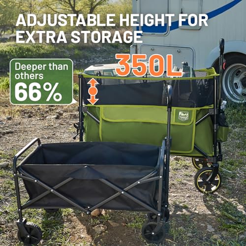 Timber Ridge Collapsible Folding Wagon 350L Extra Large with Brake - color: Green, size: 350L