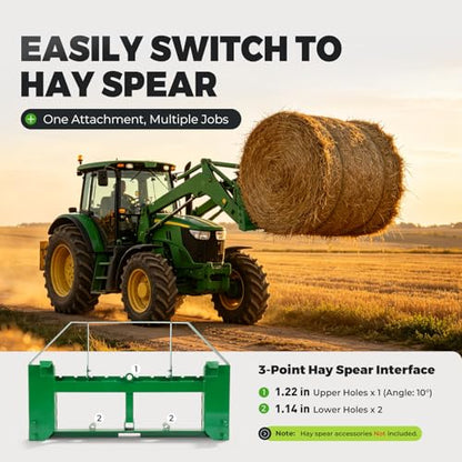 ALMULOO Hitch Attachment Plate, 50" Pallet Fork Frame Compatible with John Deere Tractors and Loaders 2" Receiver Hitch Skid Steer Receiver