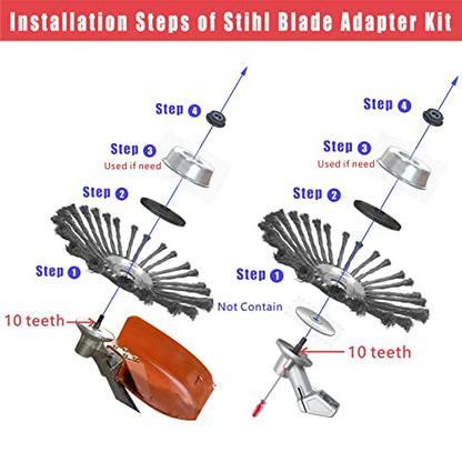 NeJesZoe 10 Inch Steel Wire Rotary Weed Brush Cutter Trimmer Head, Wired Weed Trimmer Blade Head with Adapter Kits for Weed Eater, Brush Cutter, Weed Wreckers, Moss Grass Rust Removal
