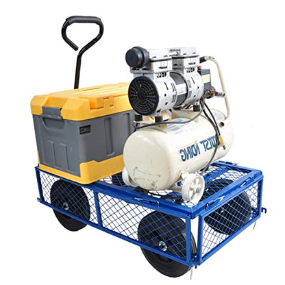 TC1840 Blue Solid Wheels Garden Dump Cart - Utility Wagon with Removable Sides - Steel Frame & Wheels - Adults - Outdoor Use - color: Blue Solid Wheels