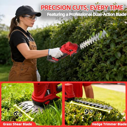 4-in-1 Electric Pole Hedge Trimmer, Cordless Bush Trimmer & Grass Shear