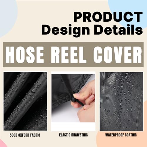 Hose Reel Cover 500D Waterproof 23.6x12.6x21.65in Black - color: Black, size: 23.6x12.6x21.65in