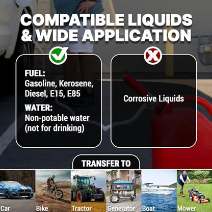 TERA PUMP Automatic Battery Powered Liquid Transfer Pump w/Auto Stop - style: Nozzle w/ Auto Stop & 10FT Extra Long Hose