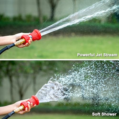 FANHAO Fireman Style Garden Hose Nozzle, High Pressure Adjustable Sprayer - color: Red