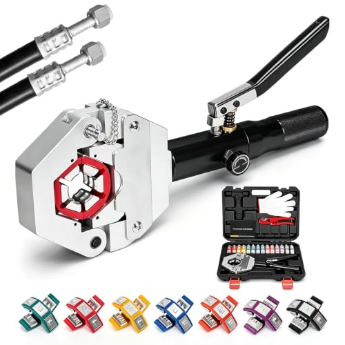 Hydraulic AC Hose Crimper Kit with 7 Snap-On Dies - color: Black
