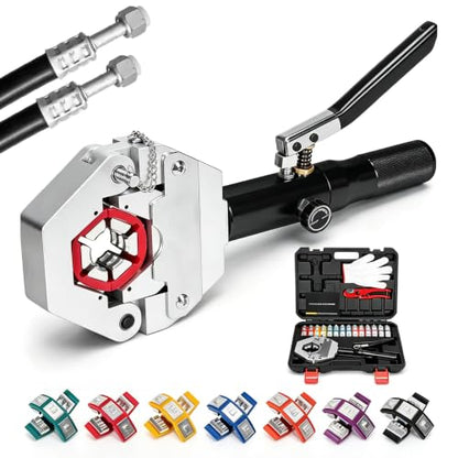 Hydraulic AC Hose Crimper Kit with 7 Snap-On Dies - color: Black