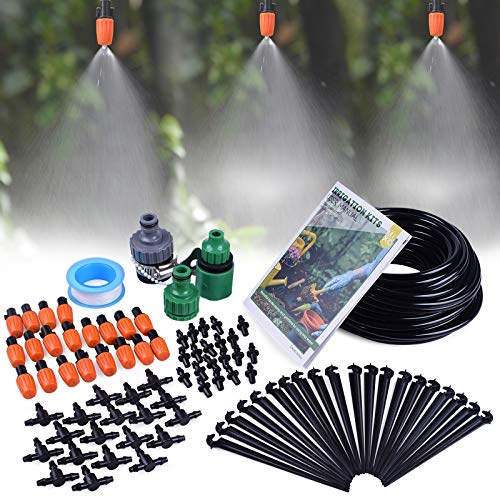 MIXC 50FT Drip Irrigation System, Misting System with 20 Adjustable Nozzles - size: 50FT