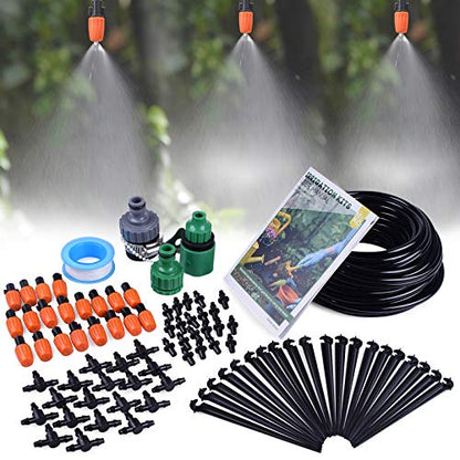 MIXC 50FT Drip Irrigation System, Misting System with 20 Adjustable Nozzles - size: 50FT