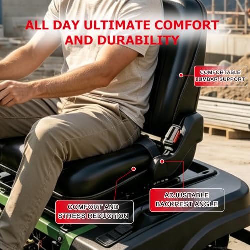 Universal Forklift Seat, Tractor Seat with Adjustable Angle Back, Micro Switch and Slide, for Tractor, Excavator, Skid Loader, Backhoe, Dozer, Telehandler
