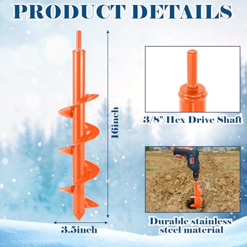4 x 16'' Heavy Duty Auger Drill Bit for Planting (Orange) - color: Orange