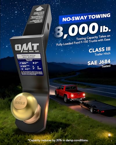 OMT Trailer Hitch Ball Mount, 2" Receiver, 4" Drop, 8000 lb Capacity - size: 2" Ball, style: 4" Drop & 2-3/4" Rise
