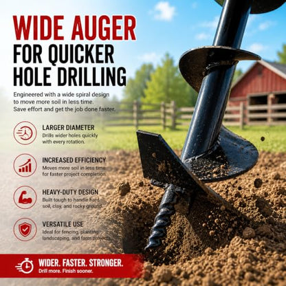 XtremepowerUS Replacement Auger Bit 6" inch for Post Holes Earth Digger Planting Drill Fence Hole Maker Machine Shaft Size 3/4" - size: 6"