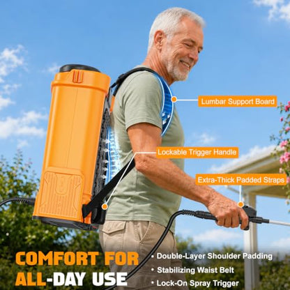 4.2 Gal Backpack Sprayer Compatible for DeWalt 20V, Auto Mixer,0-90 PSI Adj