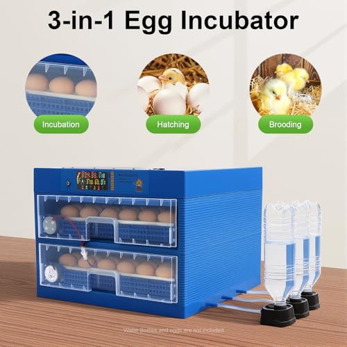 128 Eggs Incubator, Fully Automatic Egg Hatcher with LED Display & Automatic Egg Turning, Digital Poultry Hatcher for Chicken, Duck, Goose, Quail, Peacock Eggs (128) - size: 128