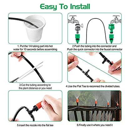 MIXC 50FT Drip Irrigation System, Misting System with 20 Adjustable Nozzles - size: 50FT