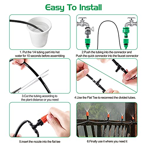 MIXC 50FT Drip Irrigation System, Misting System with 20 Adjustable Nozzles - size: 50FT