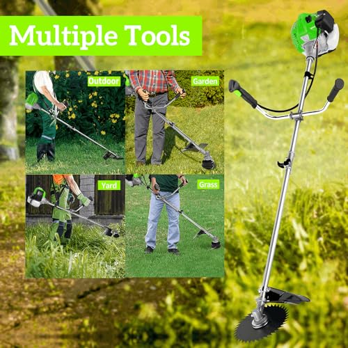 Gas Powered Weed Wacker 4 in 1, 58cc Brush Cutter, String Trimmer, Green - color: Green