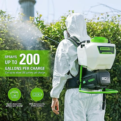 Greenworks 80V 4 Gallon Battery Powered Backpack Sprayer with 5 Tips, 70PSI Pressure-Weed Killer, Pest Control, Sanitizing & Garden Spraying, Cordless High-Pressure Sprayer Commercial Use, Tool Only - size: 60V Tool Only