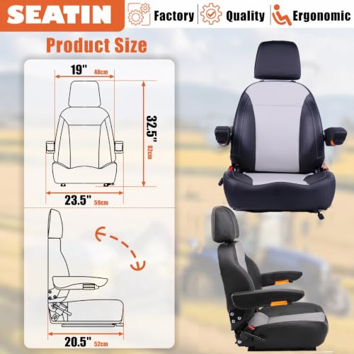 SEATIN Universal Tractor Seat, Comfortable Zero Turn Mower Seat - color: Premium Carbon Fiber