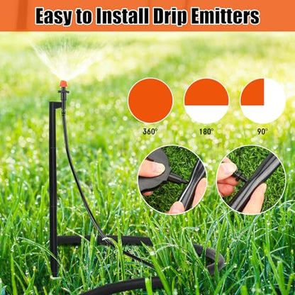 Geelin 25 Pcs 90 Degree Irrigation Sprinkler Heads with 12" Stake Drip Micro Spray Emitters with 1/4" Irrigation Tubing on Riser Stake Micro Spray Sprinkler Assembly for Garden Watering System - style: 90 Degree
