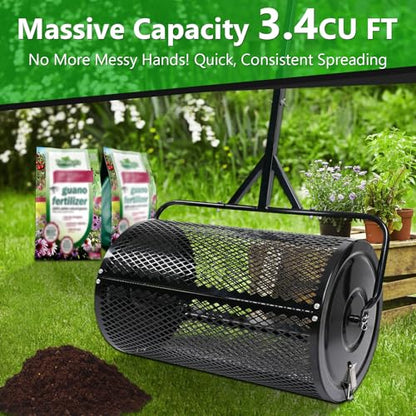 30 Inch Compost Spreader, Metal Mesh Peat Moss Spreader for Lawns - size: 30 Inch