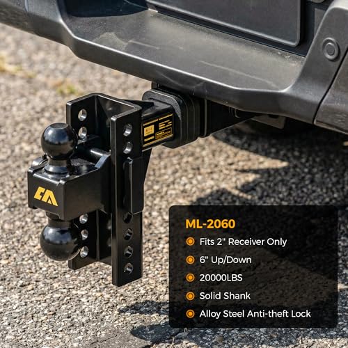 CAMMOO Adjustable Trailer Hitch for 2inch Receiver & 6 inch Rise/Drop Hitch - size: 2"x6"