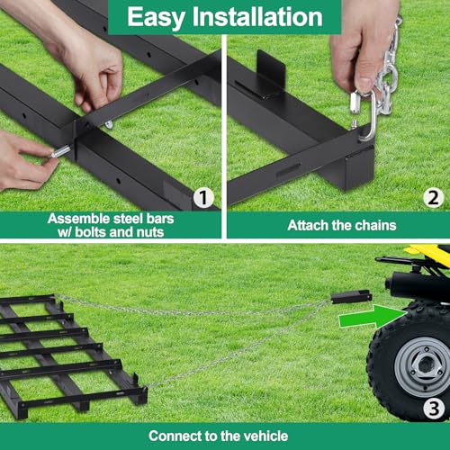Drag Harrow Driveway Grader 4 FT with 4 FT Chain - size: 4 FT