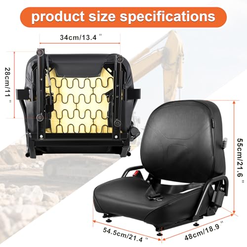 Universal Forklift Seat, Go-kart Seat, Curved Back, Retractable Safety Belt