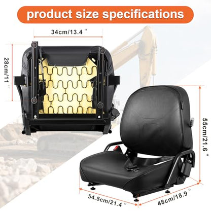 Universal Forklift Seat, Go-kart Seat, Curved Back, Retractable Safety Belt